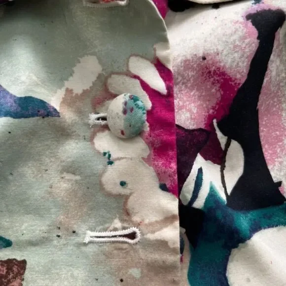 Maggie Boutique Colorful Abstract Crop Jacket Blazer 3/4 Sleeve Size 6P EUC - Picture 6 of 7